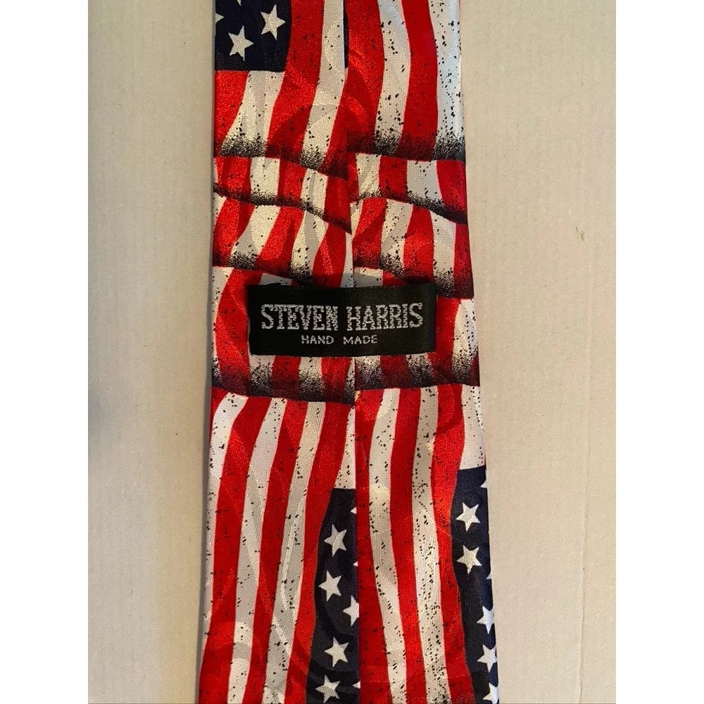 Steven Harris Mens USA Flag GOP Elephant Tie Red White Blue Patriotic Handmade